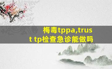 梅毒tppa,trust tp检查急诊能做吗